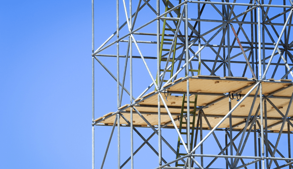 A multi-story scaffolding